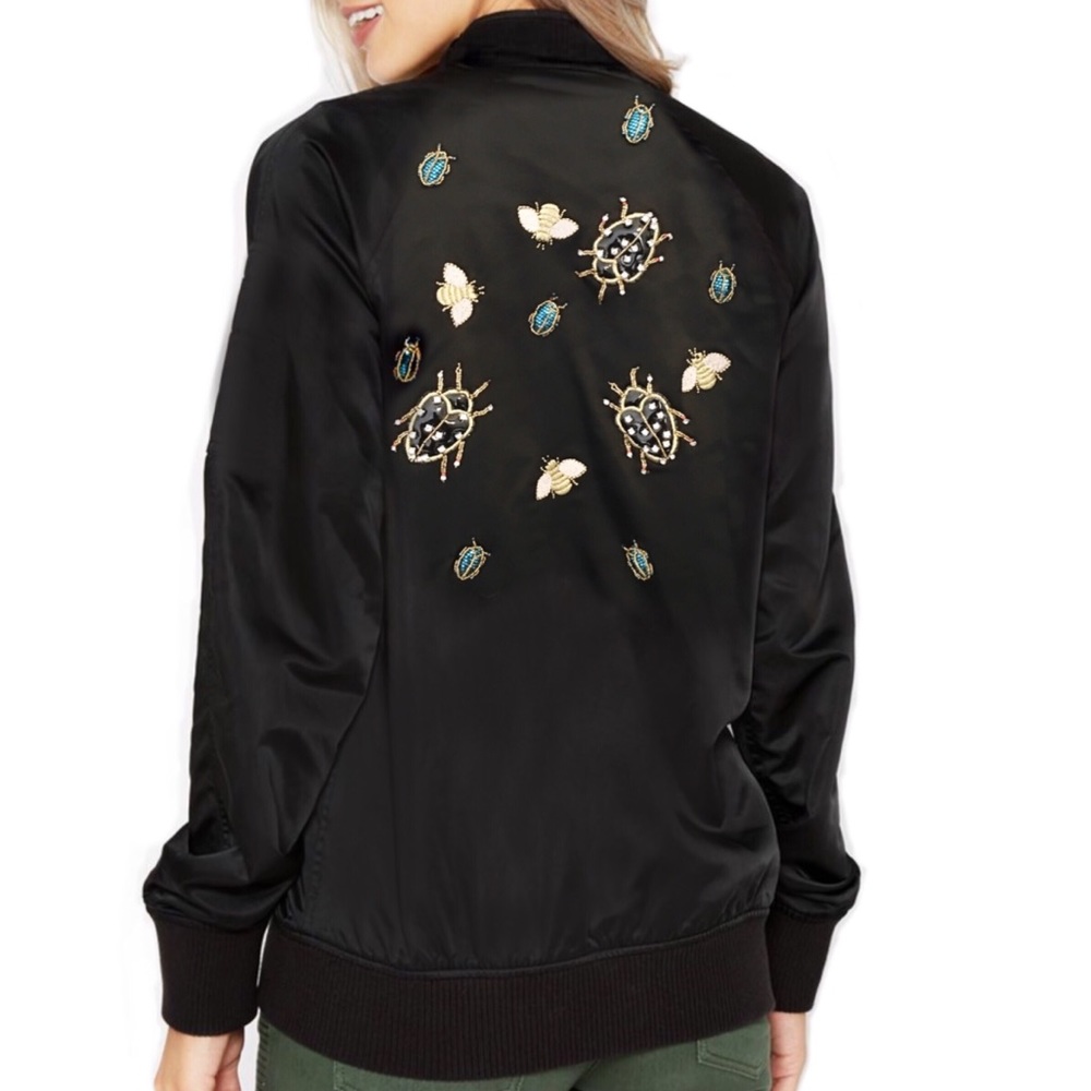 Victoria Beckham Bomber Satin Jacket Bee Bug
